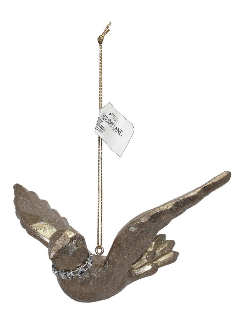 Holiday Lane Cinnamon & Spice Gold Dove Christmas Tree Ornament with Gold Hanger